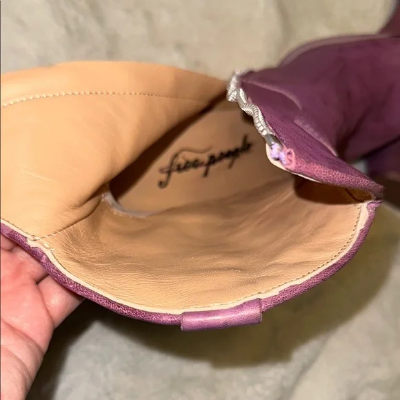 FREE PEOPLE Purple Leather Ankle Boots - Picture 11 of 12